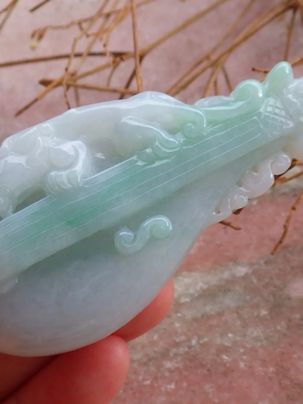 Certified Natural Myanmar Burma A Jade jadeite Dragon Pi Xiu Guitar Pendant